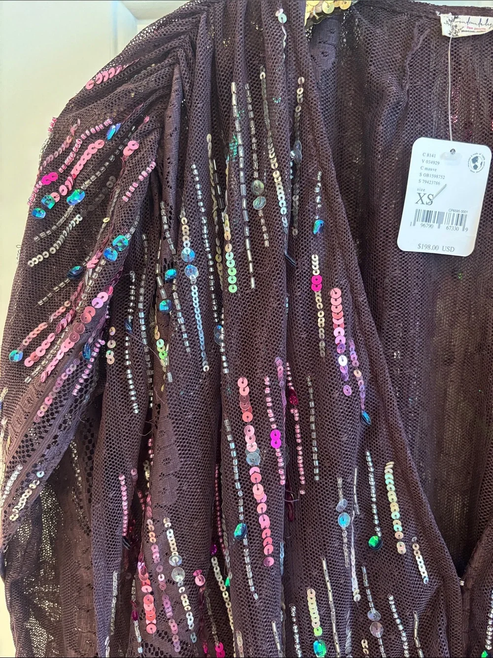Free People Intimately Business as Usual Embellished Plum Sequin Bodysuit
